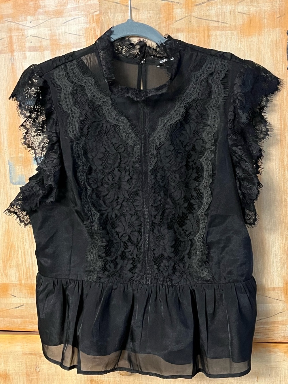 Express Black Lace Peplum Top